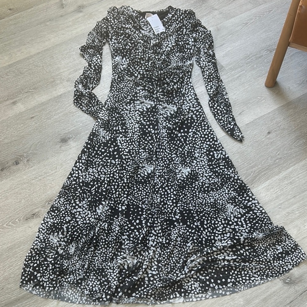 Black and White Long Sleeve Dress